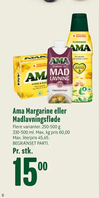 Min Købmand Ama Margarine eller Madlavningsfløde tilbud