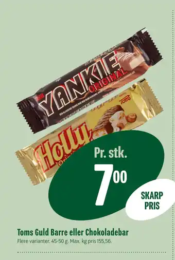 Min Købmand Toms Guld Barre eller Chokoladebar tilbud