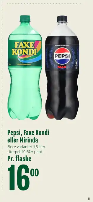 Min Købmand Pepsi, Faxe Kondi eller Mirinda tilbud