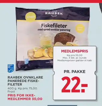 MENY RAHBEK OVNKLARE PANEREDE FISKEFILETER tilbud