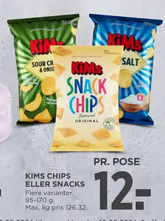 MENY KIMS CHIPS ELLER SNACKS tilbud