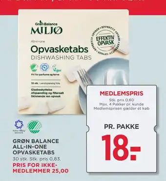 MENY GRØN BALANCE ALL-IN-ONE OPVASKETABS tilbud