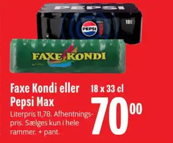 Min Købmand Faxe Kondi eller Pepsi Max tilbud