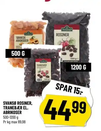 SVANSØ ROSINER, TRANEBÆR EL. ABRIKOSER