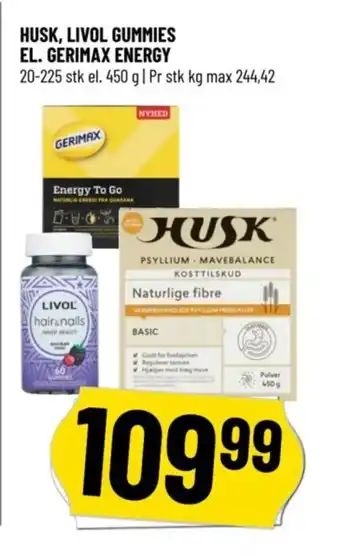 Løvbjerg HUSK, LIVOL GUMMIES EL. GERIMAX ENERGY tilbud