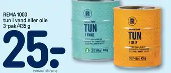 REMA 1000 REMA 1000 tun i vand eller olie 3-pak/435 g tilbud