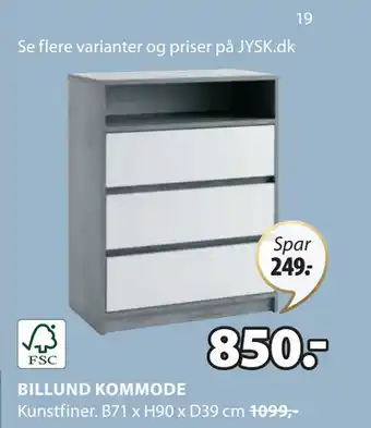 JYSK BILLUND KOMMODE tilbud