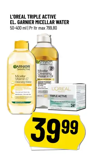 Løvbjerg L’OREAL TRIPLE ACTIVE EL. GARNIER MICELLAR WATER tilbud