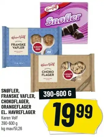Snøfler, Franske Vafler, Chokoflager, Orangeflager El. Havreflager 390-600g