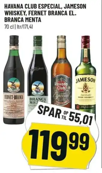 Løvbjerg Havana Club Especial, Jameson Whiskey, Fernet Branca El. Branca Menta tilbud