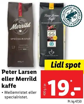 Lidl Peter Larsen Eller Merrild Kaffe 400g tilbud