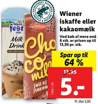 Lidl Wiener Iskaffe Eller Kakaomælk 1 Liter tilbud