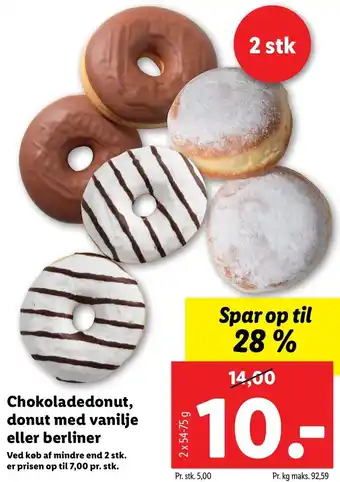 Lidl Chokoladedonut, Donut Med Vanilje Eller Berliner tilbud
