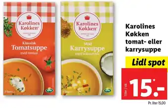 Lidl Karolines Køkken Tomat-Eller Karrysuppe 1 Liter tilbud