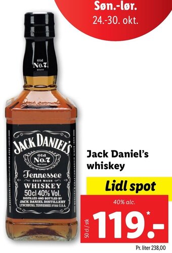 Lidl Jack Daniel's Whiskey tilbud