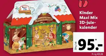 Lidl Kinder Maxi Mix 3D-Jule-Kalender 234g tilbud