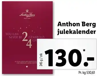 Lidl Anthon Berg Julekalender 245g tilbud