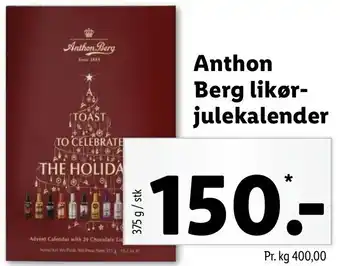Lidl Anthon Berg Likør-Julekalender 375g tilbud