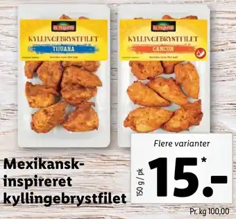 Lidl Mexikansk-Inspireret Kyllingebrystfilet 150g tilbud