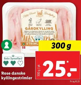 Lidl Rose Danske Kyllingestrimler 300g tilbud
