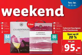 Lidl Cabernet Sauvignon Eller Chardonnay 3 Liter tilbud
