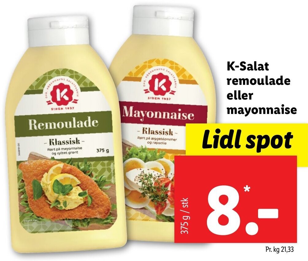 KSalat Remoulade Eller Mayonnaise 375g tilbud hos Lidl