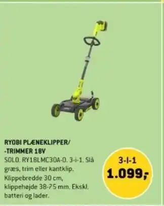 XL-BYG RYOBI PLENEKLIPPER/ -TRIMMER 18V tilbud