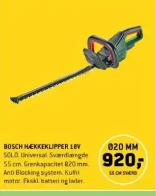 XL-BYG BOSCH HÆKKEKLIPPER 18V tilbud