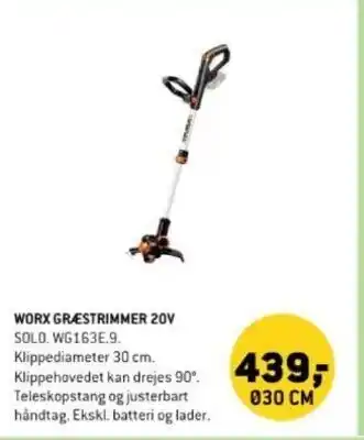 XL-BYG WORX GRÆSTRIMMER 20V tilbud