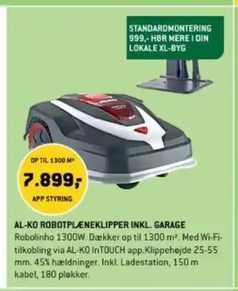 XL-BYG AL-KO ROBOTPLENEKLIPPER INKL. GARAGE tilbud