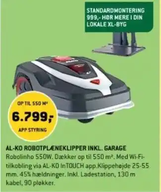 XL-BYG AL-KO ROBOTPLÆNEKLIPPER INKL. GARAGE tilbud