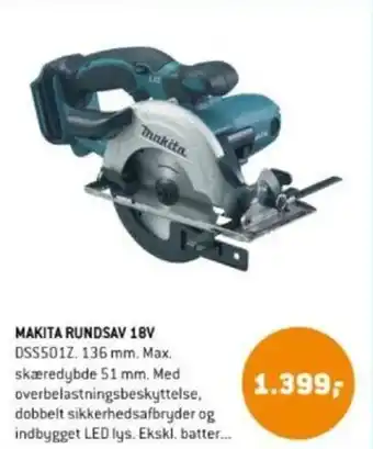 XL-BYG MAKITA RUNDSAV 18V tilbud