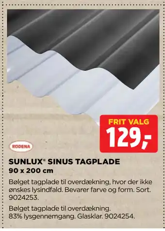 jem & fix SUNLUX SINUS TAGPLADE tilbud