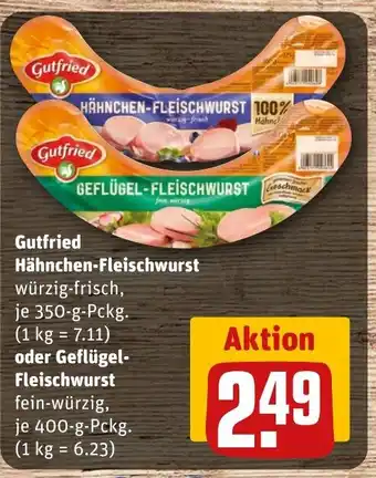REWE DE Gutfried Hähnchen-Fleischwurst oder Geflügel- Fleischwurst tilbud