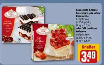 REWE DE Coppenrath & Wiese Cafeteria fein & sahnig Donauwelle oder Café Landhaus Erdbeere tilbud