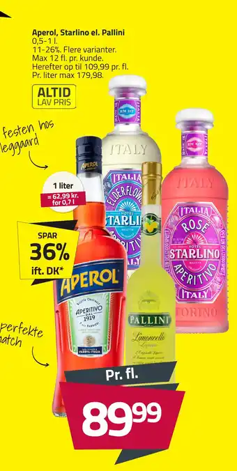 Fleggaard Aperol, Starlino el. Pallini tilbud