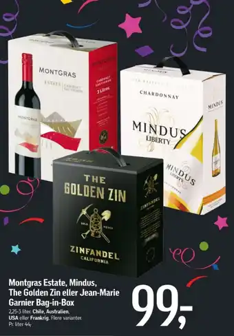 Føtex Montgras Estate, Mindus, The Golden Zin eller Jean-Marie Garnier Bag-in-Box tilbud