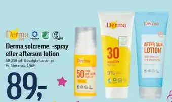 Føtex Derma solcreme, -spray eller aftersun lotion tilbud