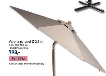 Johannes Fog Verona parasol Ø 2,5 m tilbud
