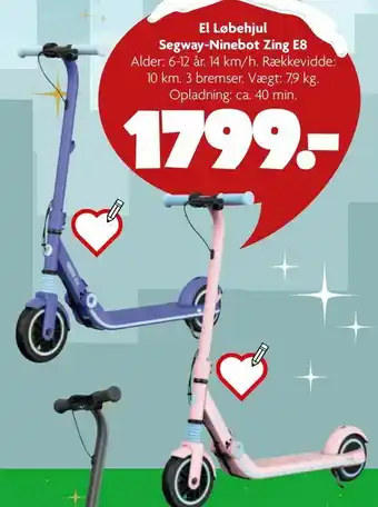 Fætter BR El Løbehjul Segway-Ninebot Zing E8 tilbud