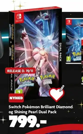 Fætter BR Switch Pokémon Brilliant Diamond og Shining Pearl Dual Pack tilbud