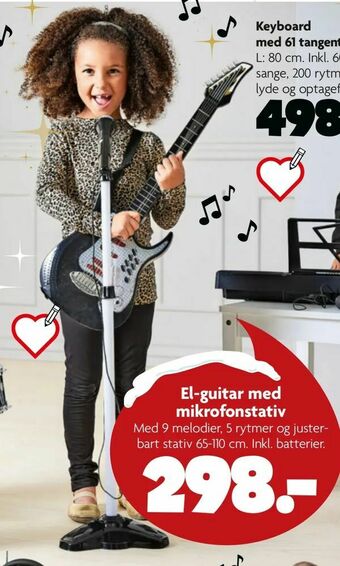 El-guitar med mikrofonstativ