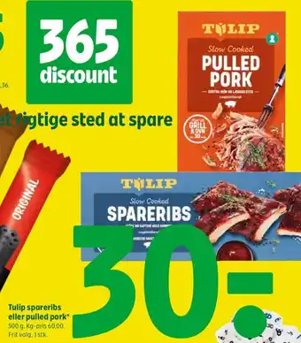 Coop 365 Tulip spareribs eller pulled pork* tilbud