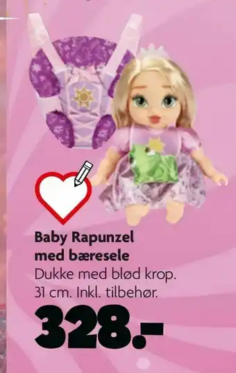 Fætter BR Baby Rapunzel med bæresele tilbud