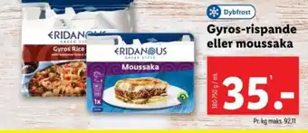 Gyros-rispande eller moussaka