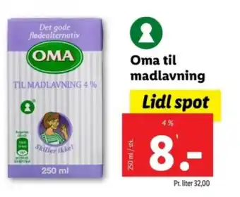 Lidl Oma til madlavning tilbud