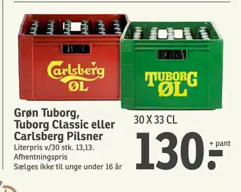 SPAR Grøn Tuborg, Tuborg Classic eller Carlsberg Pilsner tilbud