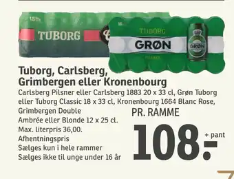 SPAR Tuborg, Carlsberg, Grimbergen eller Kronenbourg tilbud