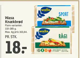 SPAR Wasa Knækbrød tilbud