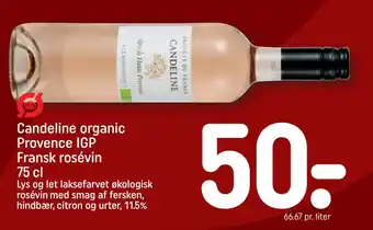 Rema 1000 Candeline organic Provence IGP Fransk rosévin 75 cl tilbud